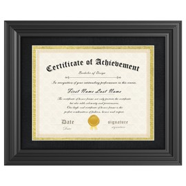Abtgt Diploma Frame 11x14, With Real Glass, Black and Gold Mat, Black