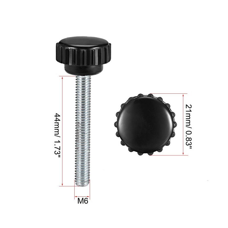 sourcing map M6 x 44mm Metric Male Thread Knurled Clamping