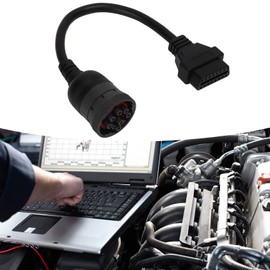 J1939 9 Pin to OBD2 Adapter 9PIN Female to OBDII 16pin Male Cable J1939 Diagnostic Interface Adapter for Trucks, OBD2 Bluetooth Adapter