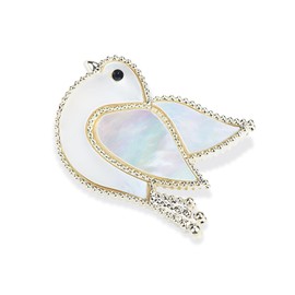Elegant Brass Micro Pave Rhinestone Crystal Dove Bird of Peace Pigeon Bird Brooch Lapel Pins Breastpin Broach Custom Jewelry (White Shell Dove)