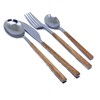 16Pc Cutlery Set Wood Grain Effect Tableware Stainless Steel ABS