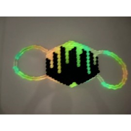 Glow in the Dark Rainbow Drip Black Kandi Surgical Mask