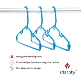 Sharpty Perchas de plástico para niños, ideales para uso diario estándar, perchas de bebé, paquete de 20 (azul, paquete de 20)