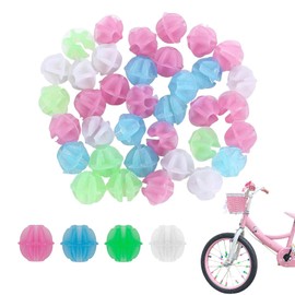 Canollo Pack of 36 Colourful Circle Bicycle Spokes Bicycle Accessories Children, Children's Bicycle Spoke Beads, Children's Bicycle Wheel Spoke Grain Luminous Plastic Clip, Bicycle Decoration for