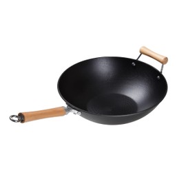 JOYCE CHEN Professional Series 14-Inch Cast Iron Wok with Maple Handle