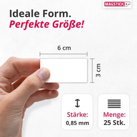 25 writable magnetic labels Magstick I 6 x 3 cm white I magnetic labelling film writeable magnetic strips for labelling I mag074