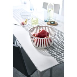 Yamazaki Home Tower Striped Steel Fruit Basket – Kitchen Storage Produce Holder, Tall, White