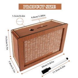 Cash Vault Wooden Savings Box, Adults Money Box with Counter for Savings Goal $10000, Piggy Bank for Adults Kids, Wooden Cash Box with Money Target and Numbers, Best Gift for Friends