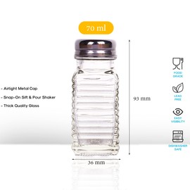 1st Choice Salt and Pepper Shakers with Stainless Tops Set of 2 (Striped rectangular Shakers)