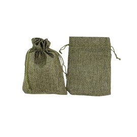 Palmhomee Paquete de 25 bolsas de regalo de arpillera con cordón, bolsas de joyería de lino, bolsas de yute de arpillera para cumpleaños, joyas y bolsas de golosinas, fiestas, bodas, regalos, arte y manualidades (5 x 7 pulgadas, verde musgo)