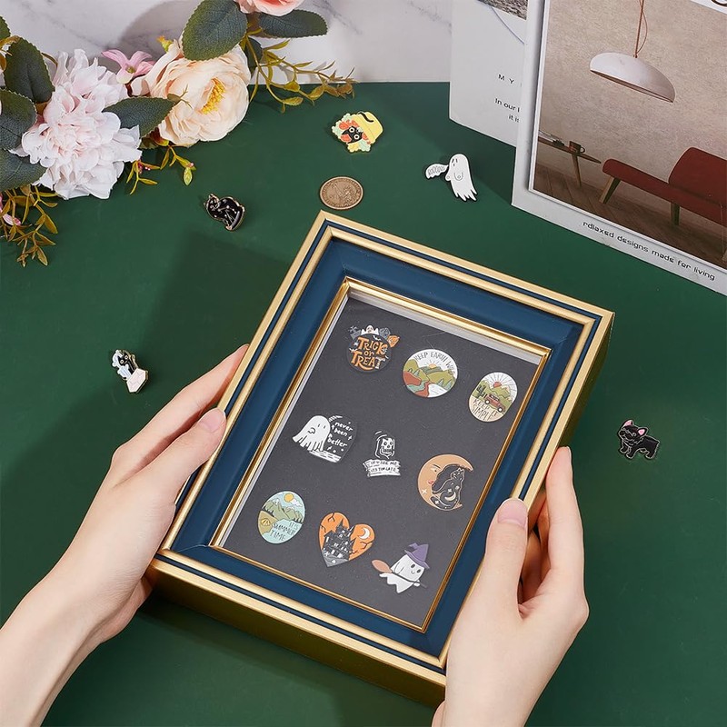OLYCRAFT Pin Display Case, Badge Case, Medal Display Frame, Wooden