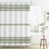 Seasonwood Sage Green Shower Curtain Boho Stripe Shower Curtains with