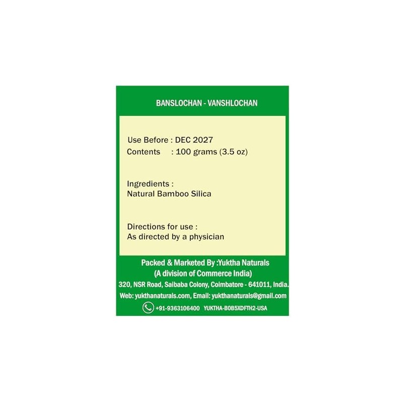 Bamboo Silica | Banslochan | Bamboo Manna| Vanshlochan | Bambusa