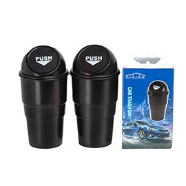 AISIBO Automotive Cup Holder Trash Can, Auto Mini Car Garbage Can Vehicle Rubbish Bins with Lid for Car Office Home Bedroom (2 Pack, Black)