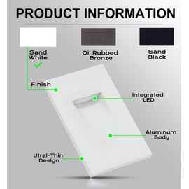 CLOUDY BAY 120V Dimmbale 5 Color LED Indoor Outdoor Step Light,2700K/3000K/3500K/4000K/5000K 3W 70lm,Stair Light,White,6 Pack
