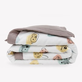 Little Unicorn Lofty Comforter Blanket | Super Soft & Breathable Muslin Fabric| Great for Play & Bedtime Blanket (Watercolor Critters)