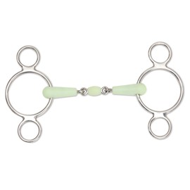 EQUIKIND PEANUT TWO RING GAG Stainless Steel Apple Flavour Mouthpiece [PALGRN] [4.5"]