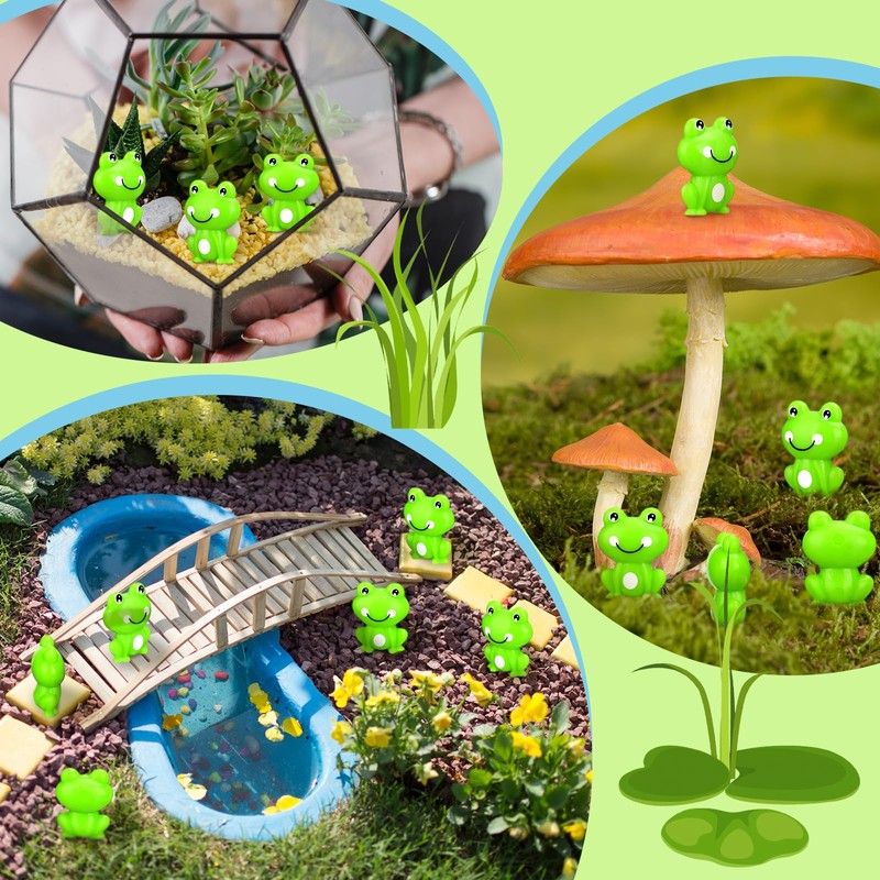 Seenelling 200 Pack Mini Frog Figurines Mini Animals Figures to