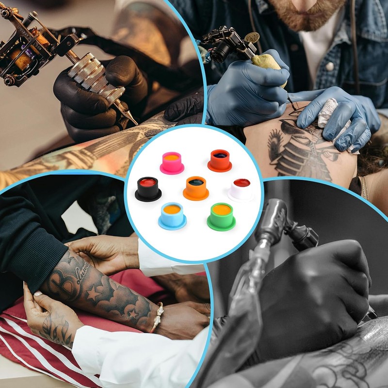 ATOMUS 200 piezas Silicon tattoo Ink Cup desechables Silicon tattoo