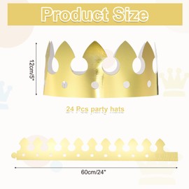 sourcing map 24 Pcs Paper Crowns Gold Foil Birthday Crowns Bulk Glitter Party Hats for Birthday Party Hats Decoration Crown Party Supplies, Simple Style