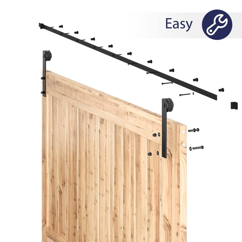 SMARTSTANDARD 12 FT Heavy Duty Sturdy Sliding Barn Door Hardware