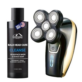 Mountaineer Brand Bald Head Shaver for Men | Bald Head Care | Electric Razor | Cordless Rechargeable Waterproof | Wet and Dry Razor (Bald Head Shaver + Shave Soap)