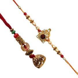 HEPINES Set of 2 Rakhis Family Combo 1 Bhaiya +1 Bhabhi Lumba for Brother Bhabhi,Bhaiya Bhai Rakhi Wristband Bracelet