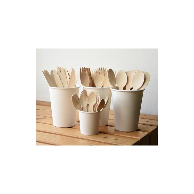 VEPATIM Disposable Wooden Forks 160 mm Environmentally Friendly Pack of