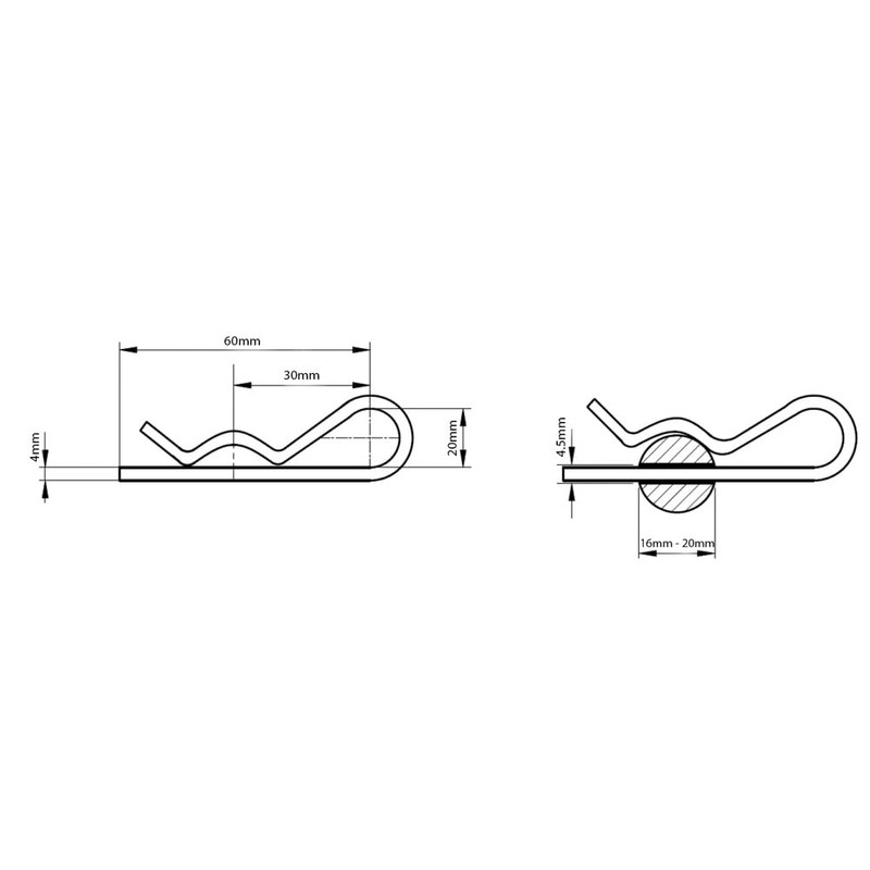 4mm R Clip Single Type AN 75 Retaining Pin Spring