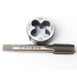 HUAZHICHUN 1PC 7/16-24 UNS Tap + 1PC 7/16-24 UNS Die, HSS Tap and Die Set Right Hand Tap