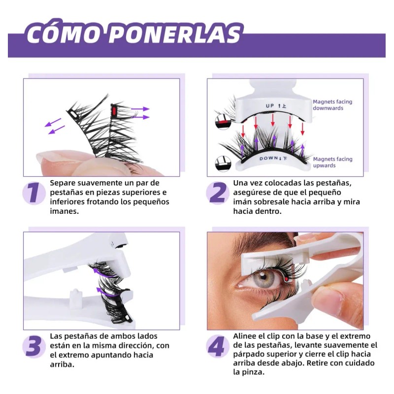Kit De Pestañas Magnéticas Con 2 Pares De Pestañas Natural