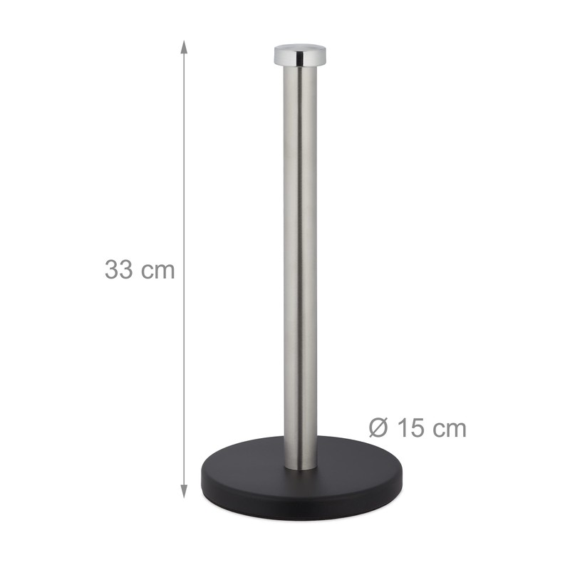Relaxdays Standing Kitchen Roll Holder, Stainless Steel, Paper Roll Holder