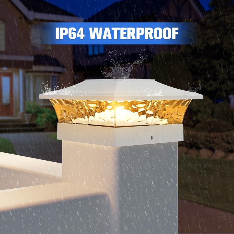 VOLISUN Solar Post Cap Light 4Pack White: RGB Color Changing