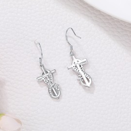 Suiknsn Faith Earrings for Women 925 Sterling Silver Cross Dangle Drop Earrings Love Infinity Jewelry Valentines Birthday Gifts for Her Girlfriend Christian