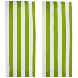 GORGECRAFT 2Pcs Beach Sling Patio Chairs Canvas Folding Chair Replacement Outdoor Chairs Cloth Replacements 115X43cm Portable Reclining Sling Chair Fabric for Summer Vacation, Green White Stripes