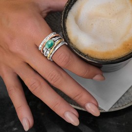 Turquoise Ring Chunky Ocean Wave Ring Butterfly Bow Rings Resin Flower Rings Evil Eye Owl Finger Ring Heart Ring Mood Rings Frog Rings Boho Statement Ring for Girls