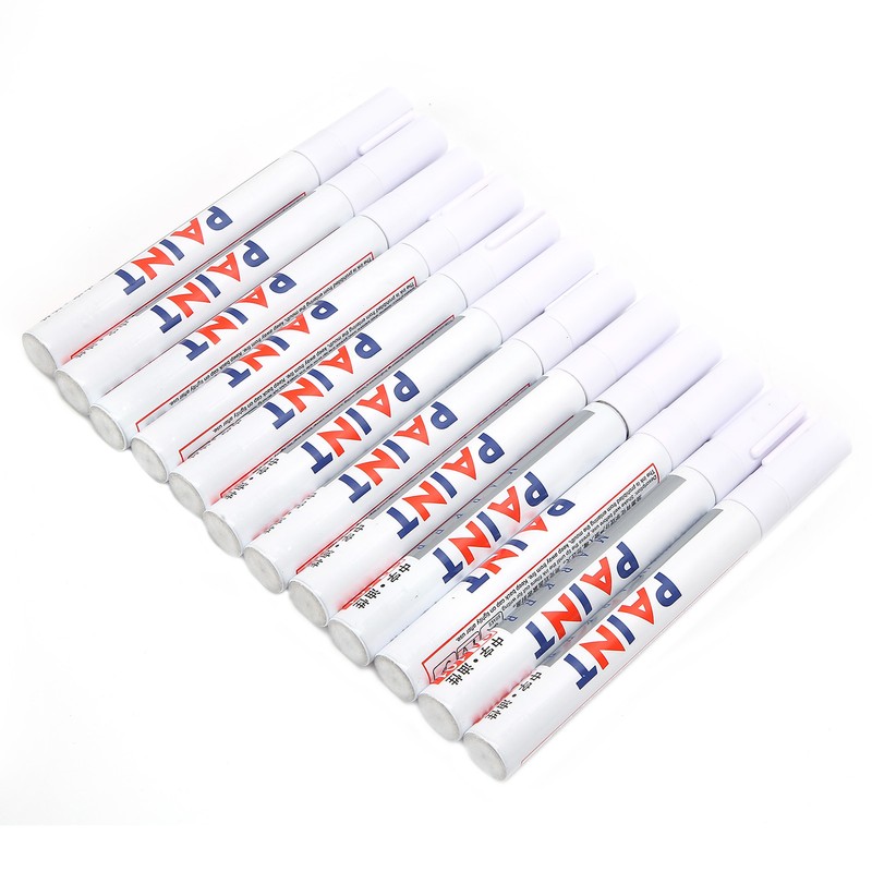 12Pcs White Paint Pen Acrylic Marker Permanent Marking Opaque Ink