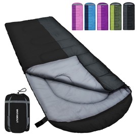 WKFAMOUT XL 10 Degree Sleeping Bags Waterproof for Adults 350GSM Machine Washable with Compression Sack for 3-4 Season Camping Outdoor