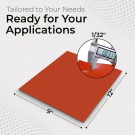 Exactly Rubber Red Silicone Rubber Sheet 60A 1/32 x 9 x 12 Inch Made in USA Gasket Material