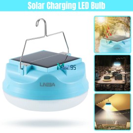 LINEBA LED Solar Camping Light Bulb USB Rechargeable Hiking Tent Lantern Lamp 3-Gears