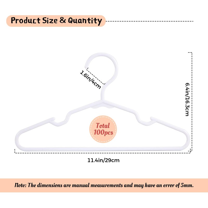 Kids Hangers for Closet- 11.6 Inch 30 Pack Plastic Baby