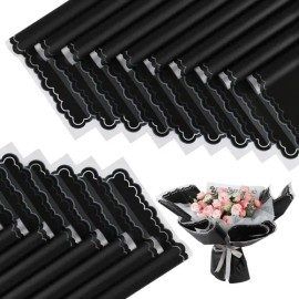 20 Sheets Flower Wrapping Paper - Waterproof Black Floral