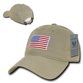 Rapiddominance A03-USA-KHA Relaxed Graphic Cap, Original USA Flag, Khaki