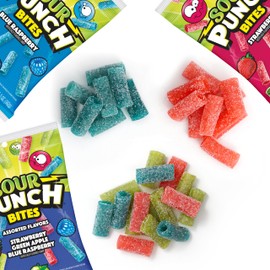 Sour Punch Bites, 5 Ounce Bags (Pack of 3), Strawberry, Blue Raspberry & Assorted Flavors Bags, The Hampton Popcorn & Candy Company