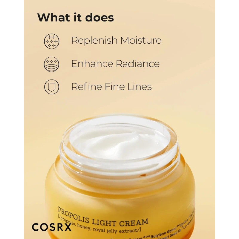 Cosrx Propolis Light Cream 65 ml hidratante con 64.5 propleo
