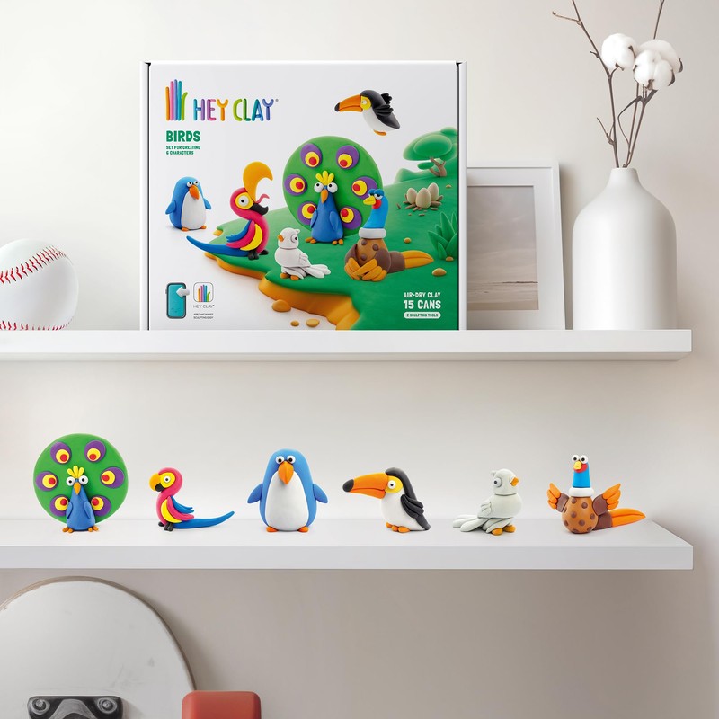 HEY CLAY Birds Set - Colourful Modeling Air Dry Clay