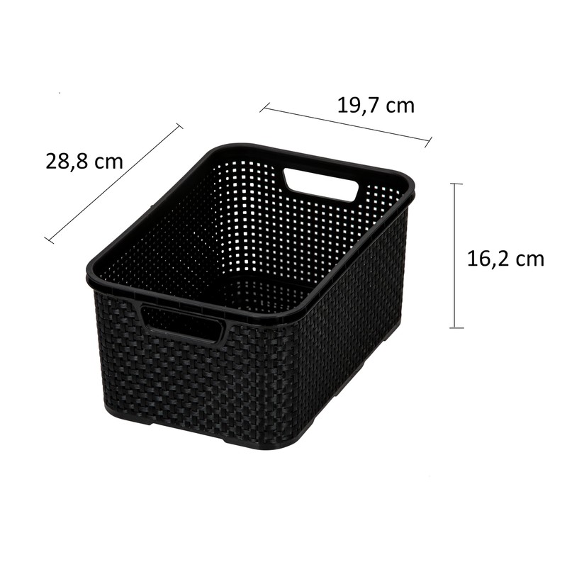 BranQ - Home essential Set of 3 Plastic Rattan Baskets