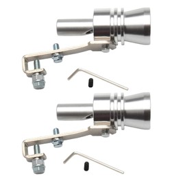 URBEST Aluminum Alloy Universal Turbo Sound Exhaust Muffler Pipe Whistle Car Roar Maker 2pcs (silver, XL)