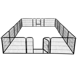 Topeakmart 24-inch Foldable Pet Dog Pen & Metal Pet Playpen Puppy Cat Exercise Pen Barrier Playpen Kennel Outdoor Indoor Black 16 Panels