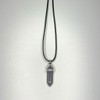 VIE Double Point Pencil Pendant, Black String (Grey Agate)